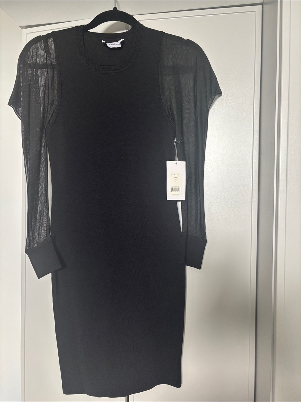 Bailey 44 Black Long-Sleeve Mesh Panel Knit Dress